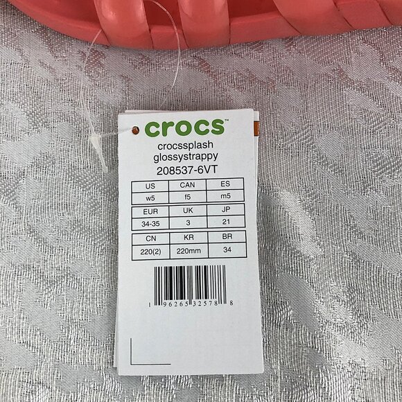 Crocs Splash Glossy Strappy Neon Watermelon Women’s Slip-On Sandals Size 5 NWT - Picture 12 of 15